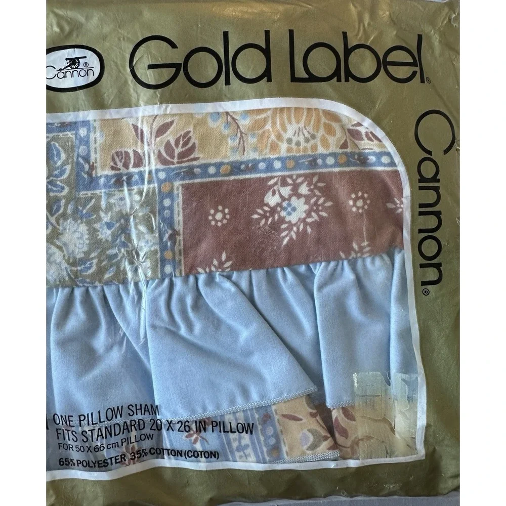 3 Vtg Cannon Gold Label‎ Country Fair Pillow Shams NOS Patchwork Cottagecore
